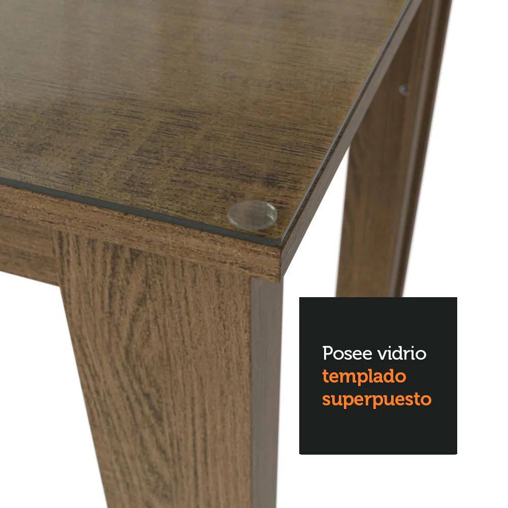 Juego de Comedor Mesa Tapa de Vidrio 4 Sillas Marrón/Beige Marrón Kiara Madesa - Image 8