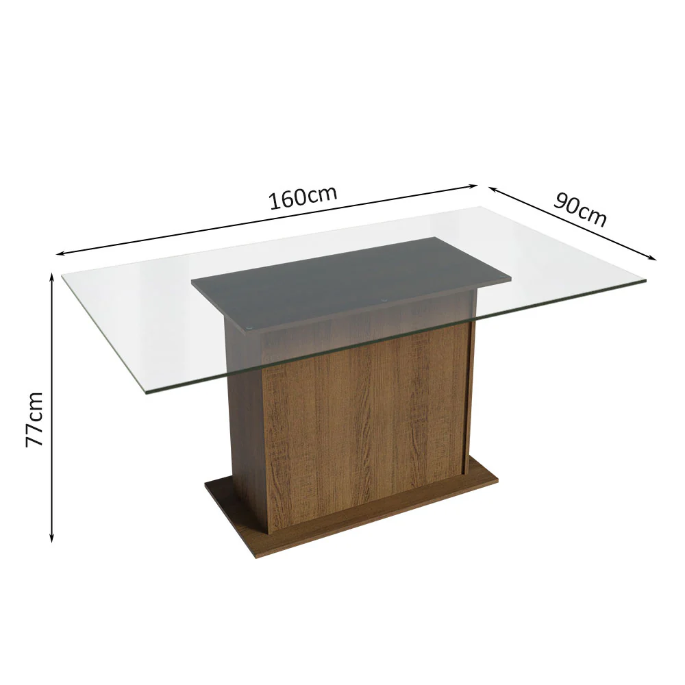 Juego de Comedor Mesa Tapa de Vidrio 4 Sillas Marrón/Lírio Beige España Madesa - Image 4