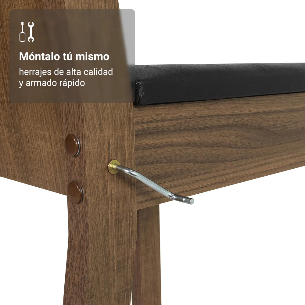 Juego de Comedor Mesa Tapa de Vidrio 4 Sillas Marrón/Negro Perla Madesa - Image 6