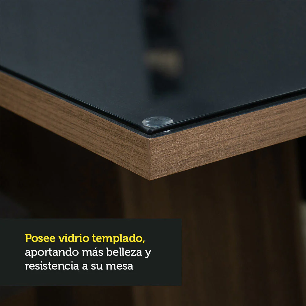 Juego de Comedor Mesa Tapa de Vidrio 6 Sillas Marrón/Negro/Imperial Alexis Madesa - Image 8
