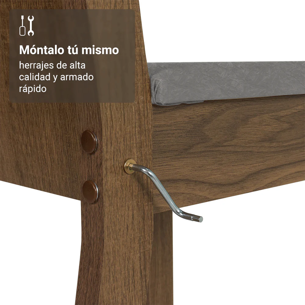 Juego de Comedor Mesada de Madera 4 Sillas Samara Marrón/Gris/Silver - Image 6
