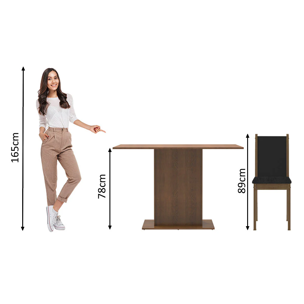 Juego de Comedor Mesada de Madera 4 Sillas Talita Marrón/Negro/Oxford - Image 6
