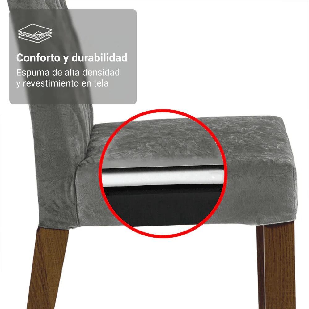 Juego de Comedor Mesada de Madera 4 Sillas Tulum Marrón/Gris/Silver - Image 5