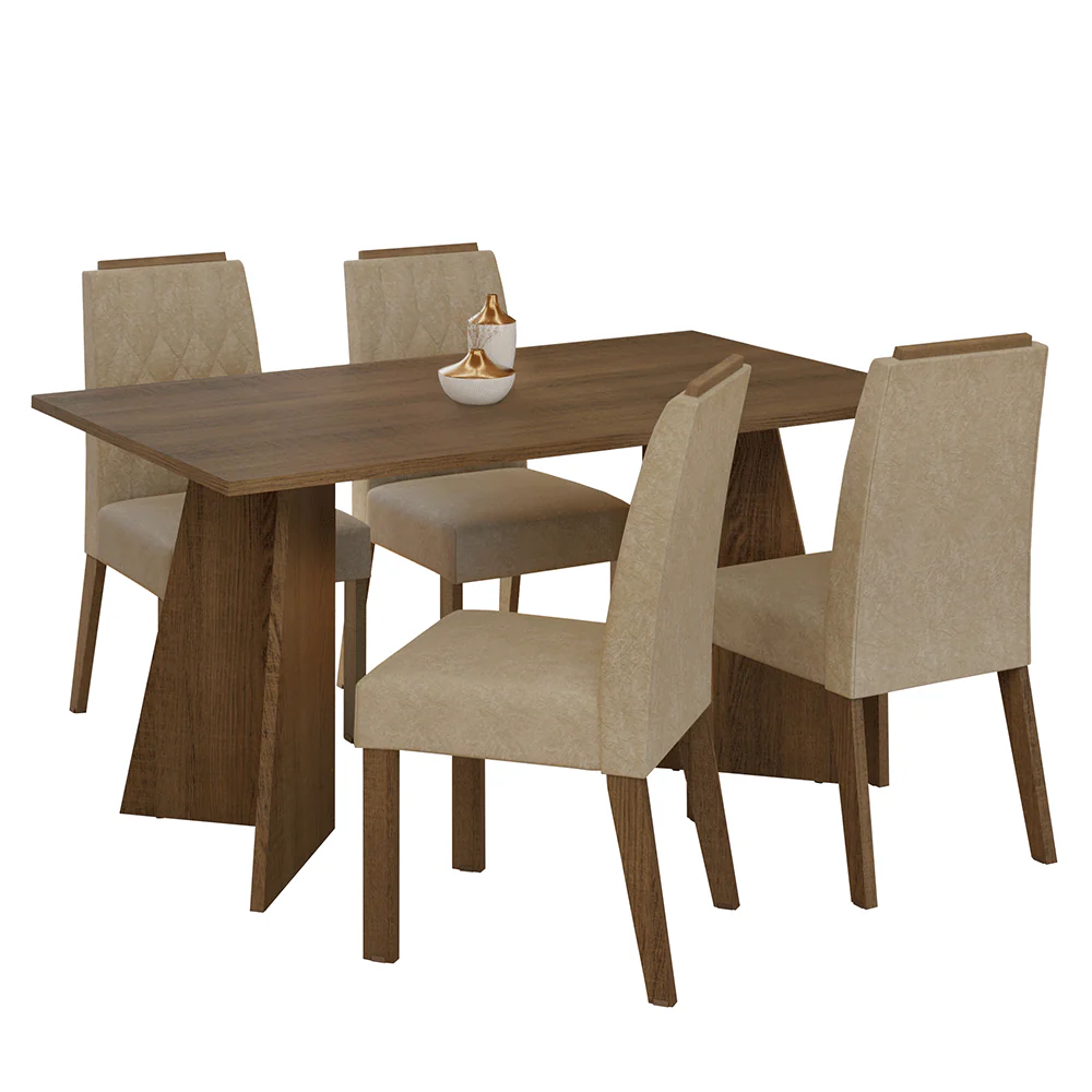 Juego de Comedor Mesada de Madera 4 Sillas Tulum Marrón/Imperial - Image 3