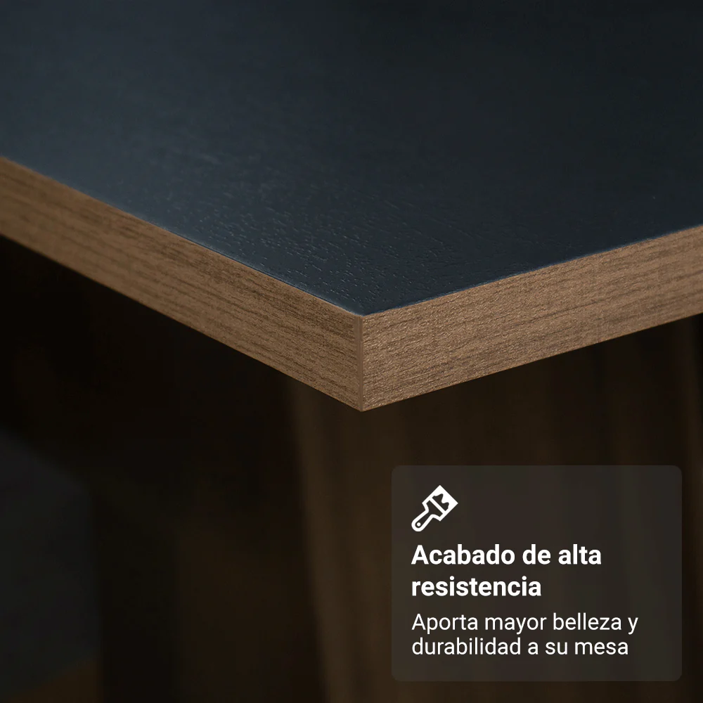 Juego de Comedor Mesada de Madera 6 Sillas Leon Marrón/Negro/Oxford - Image 6