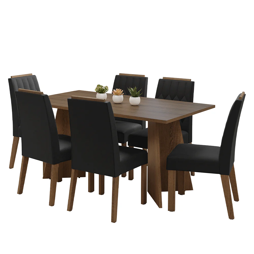 Juego de Comedor Mesada de Madera 6 Sillas Leon Marrón/Oxford - Image 3