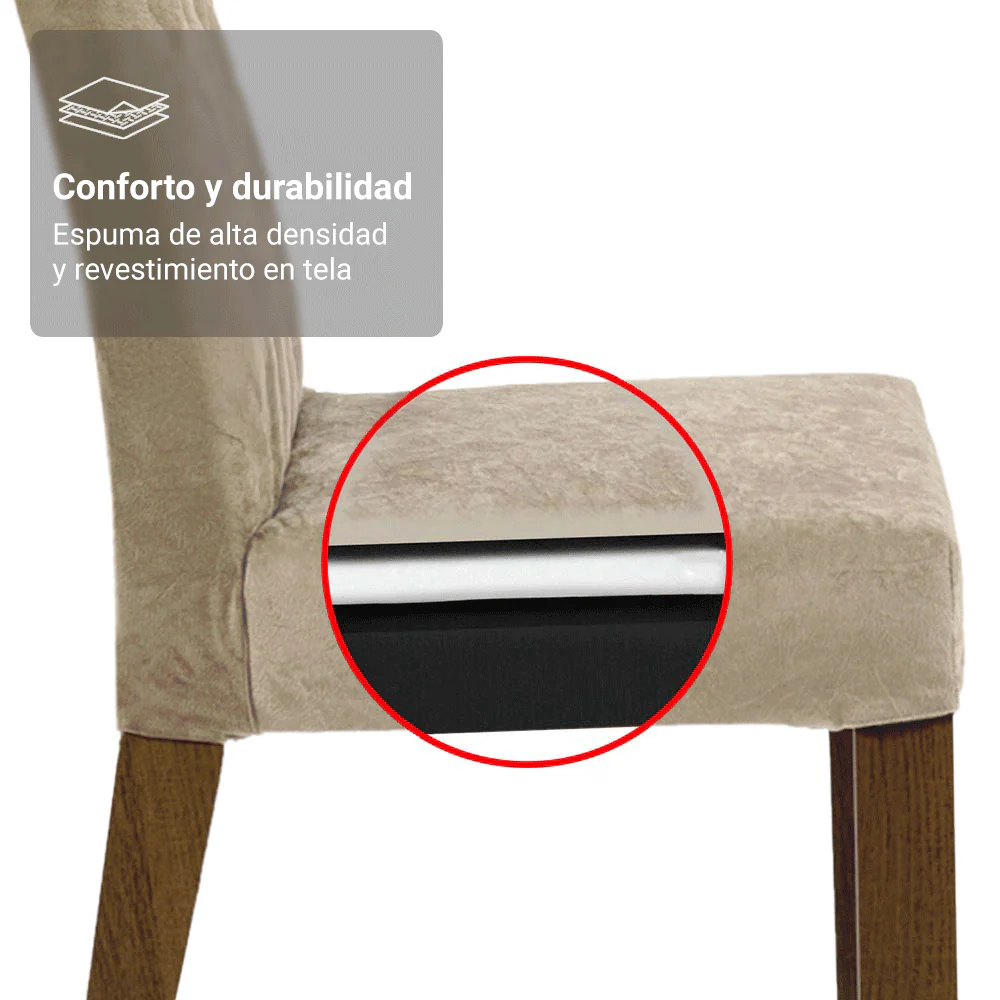 Juego de Comedor Mesada de Madera 6 Sillas York Marrón/Crema/Imperial - Image 5