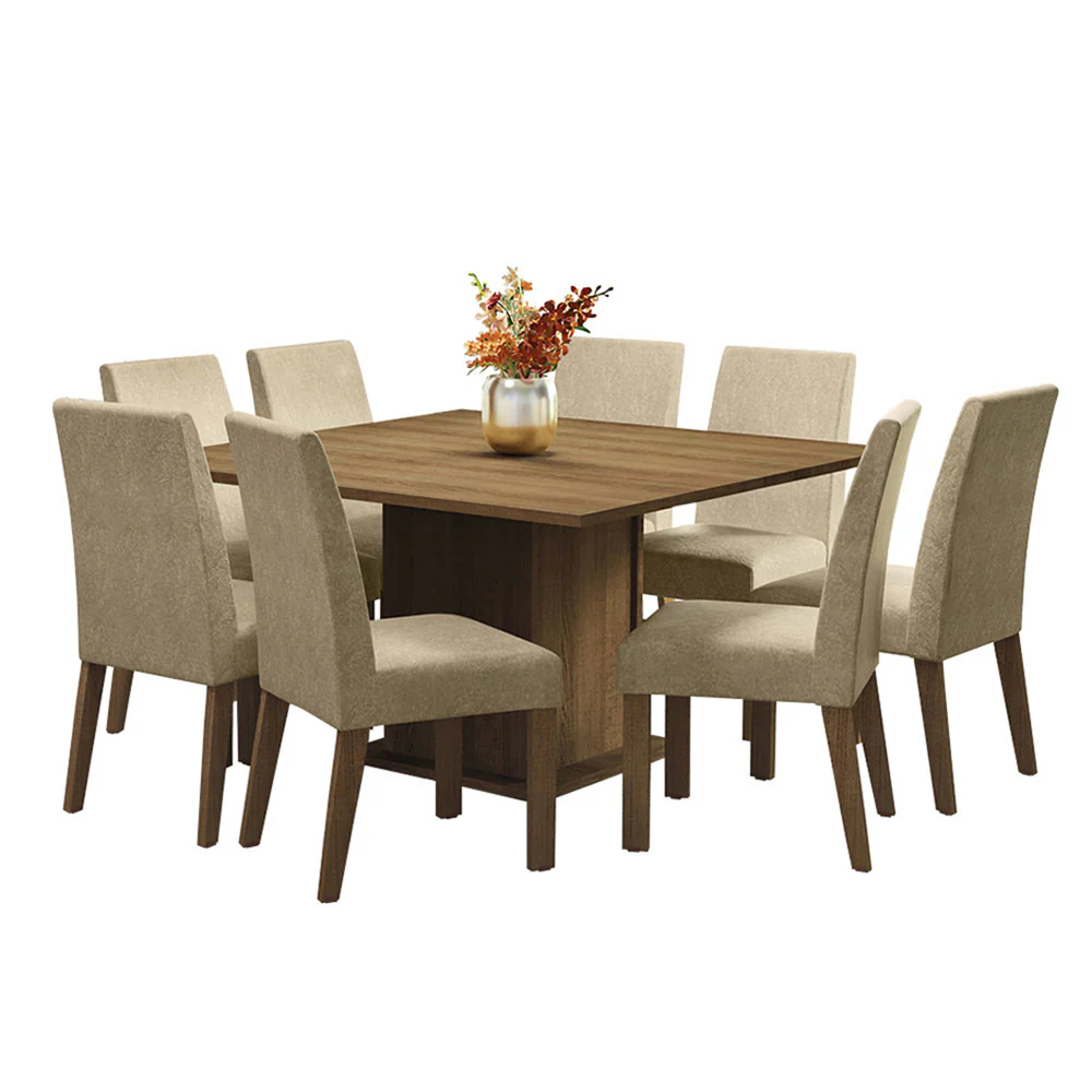 Juego de Comedor Mesada de Madera 8 Sillas Doris Marrón/Imperial - Image 4