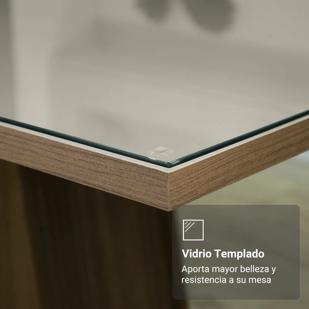 Juego de Comedor Mesada de Vidrio 4 Sillas Braga Marrón/Crema/Imperial - Image 6