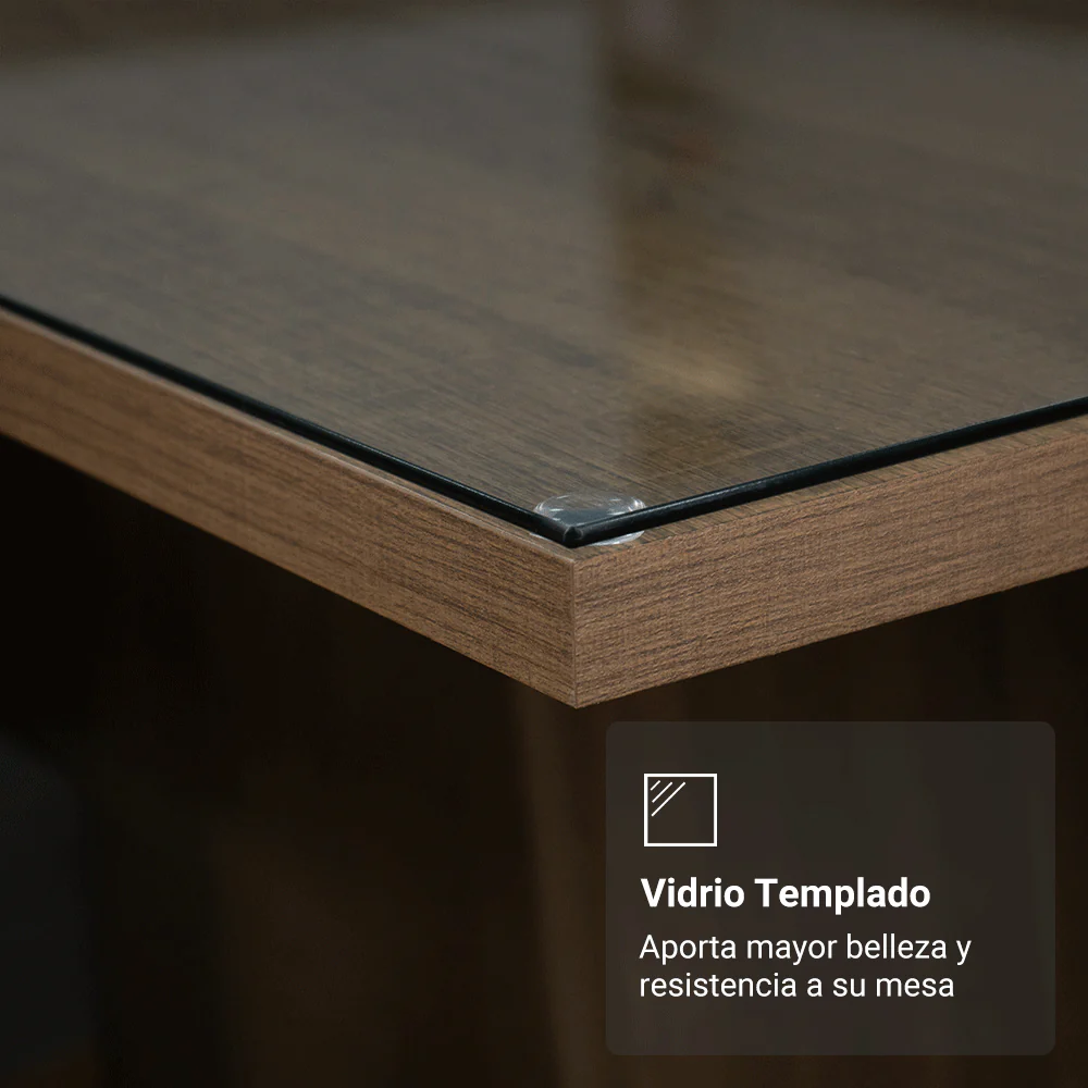 Juego de Comedor Mesada de Vidrio 4 Sillas Braga Marrón/Oxford - Image 6