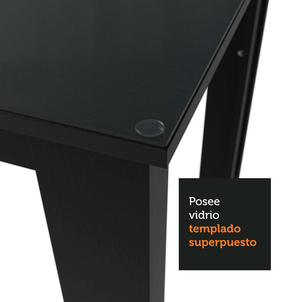 Juego de Comedor Mesada de Vidrio 4 Sillas Suzy Negro/Marrón - Image 5