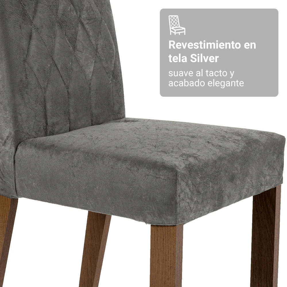 Juego de Comedor Mesada de Vidrio 6 Sillas Sintra Marrón/Silver - Image 9