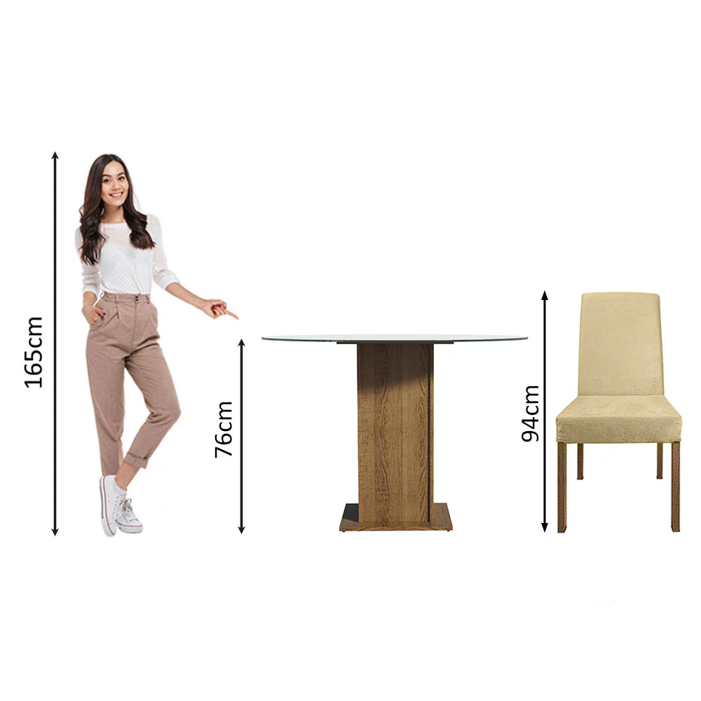 Juego de Comedor Mesada de Vidrio Redonda 4 Sillas Mile Marrón/Imperial - Image 4