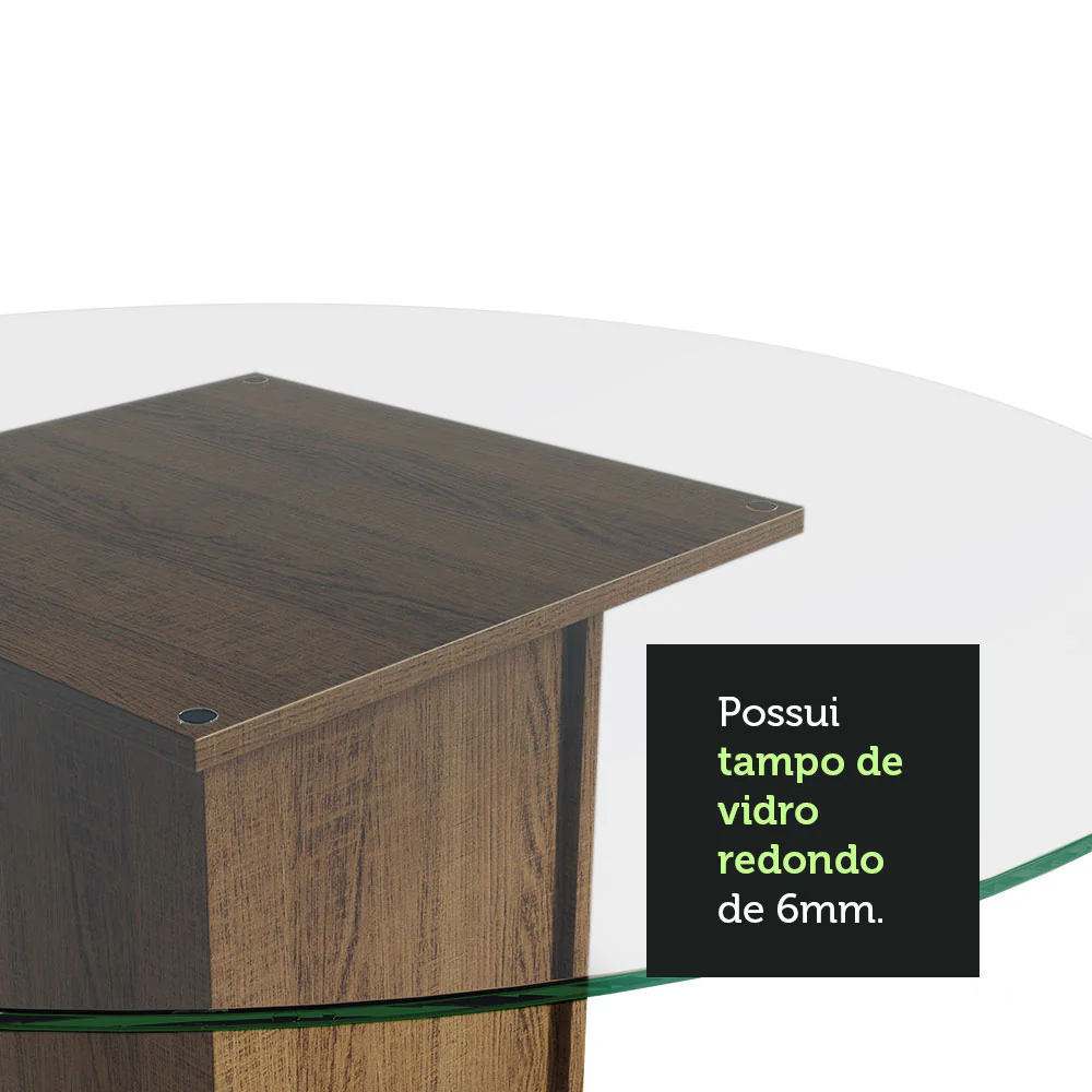 Juego de Comedor Mesada de Vidrio Redonda 4 Sillas Mile Marrón/Silver - Image 9