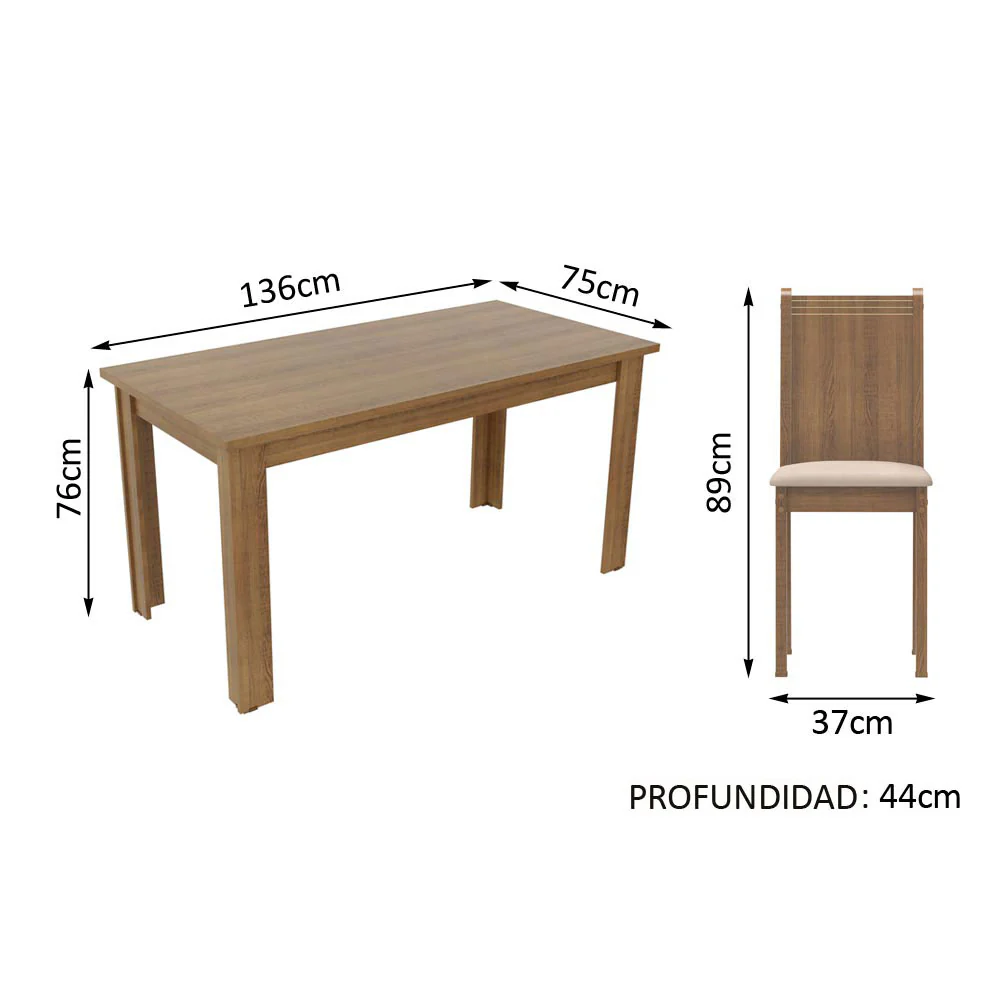 Juego de Comedor Rosie Mesa Tapa de Madera con 4 Sillas - Image 2