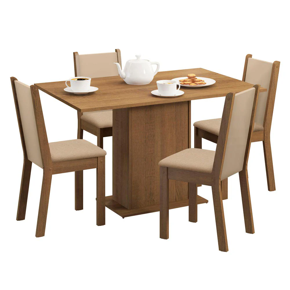 Juego de Comedor Talita Con 4 Sillas Marrón/Crema - Image 3