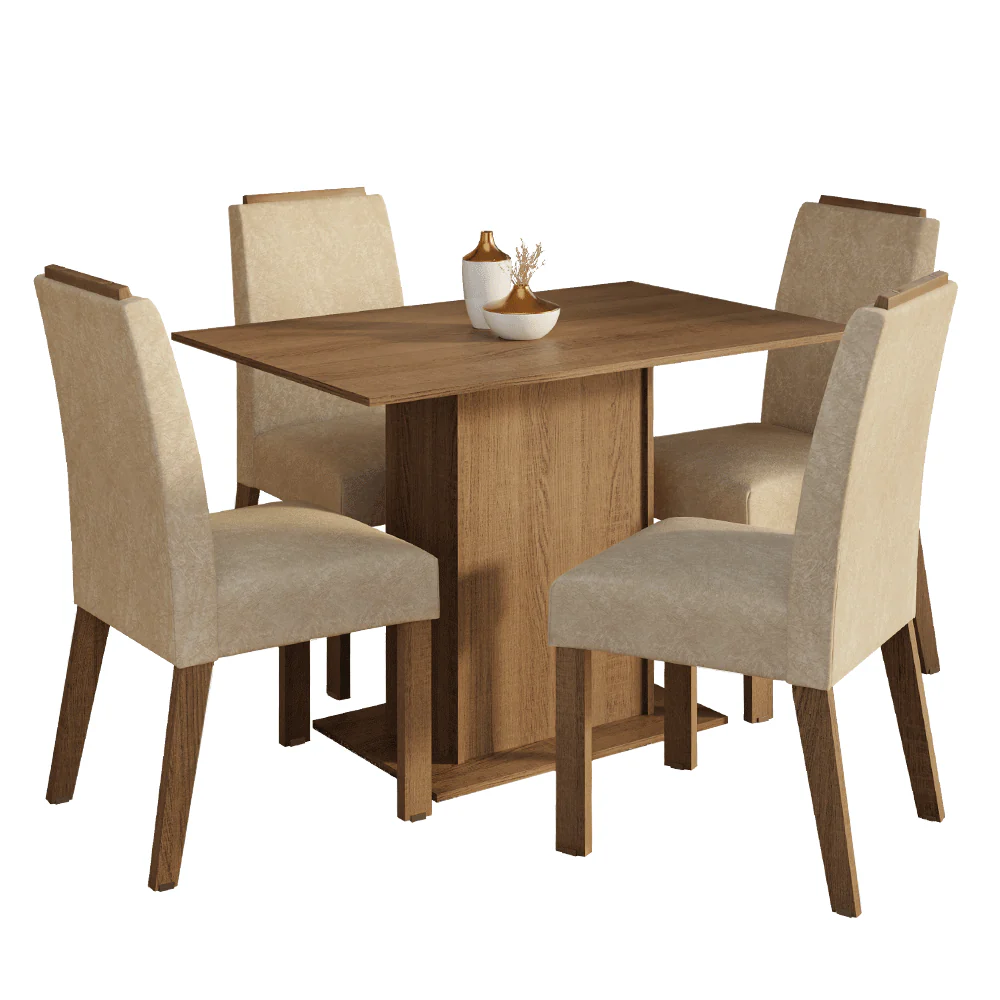 Juego de Comedor Tapa de Madera 4 Sillas Marrón/Imperial Acácia Madesa - Image 3