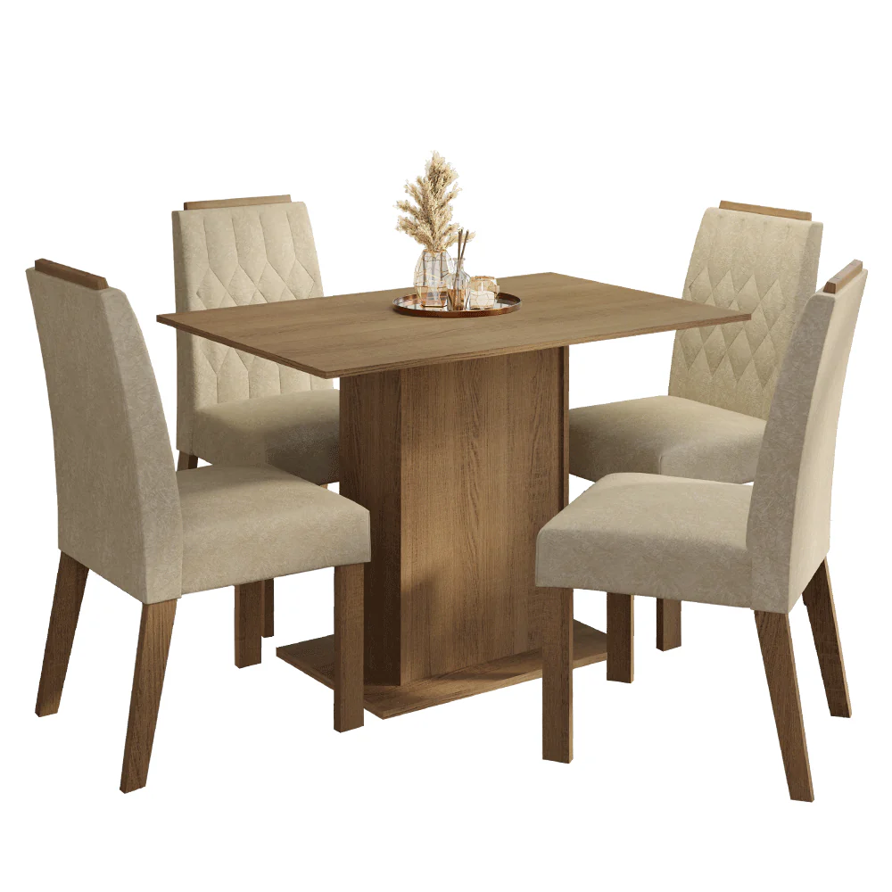 Juego de Comedor Tapa de Madera 4 Sillas Marrón/Imperial Romã Madesa - Image 3