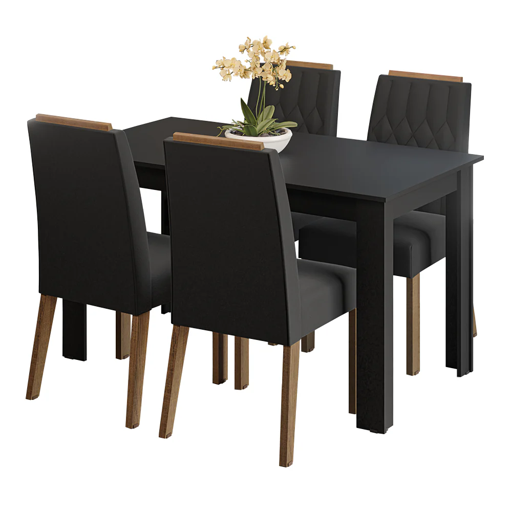 Juego de Comedor Tapa de Madera 4 Sillas Marrón/Negro/Oxford Hera Madesa - Image 3