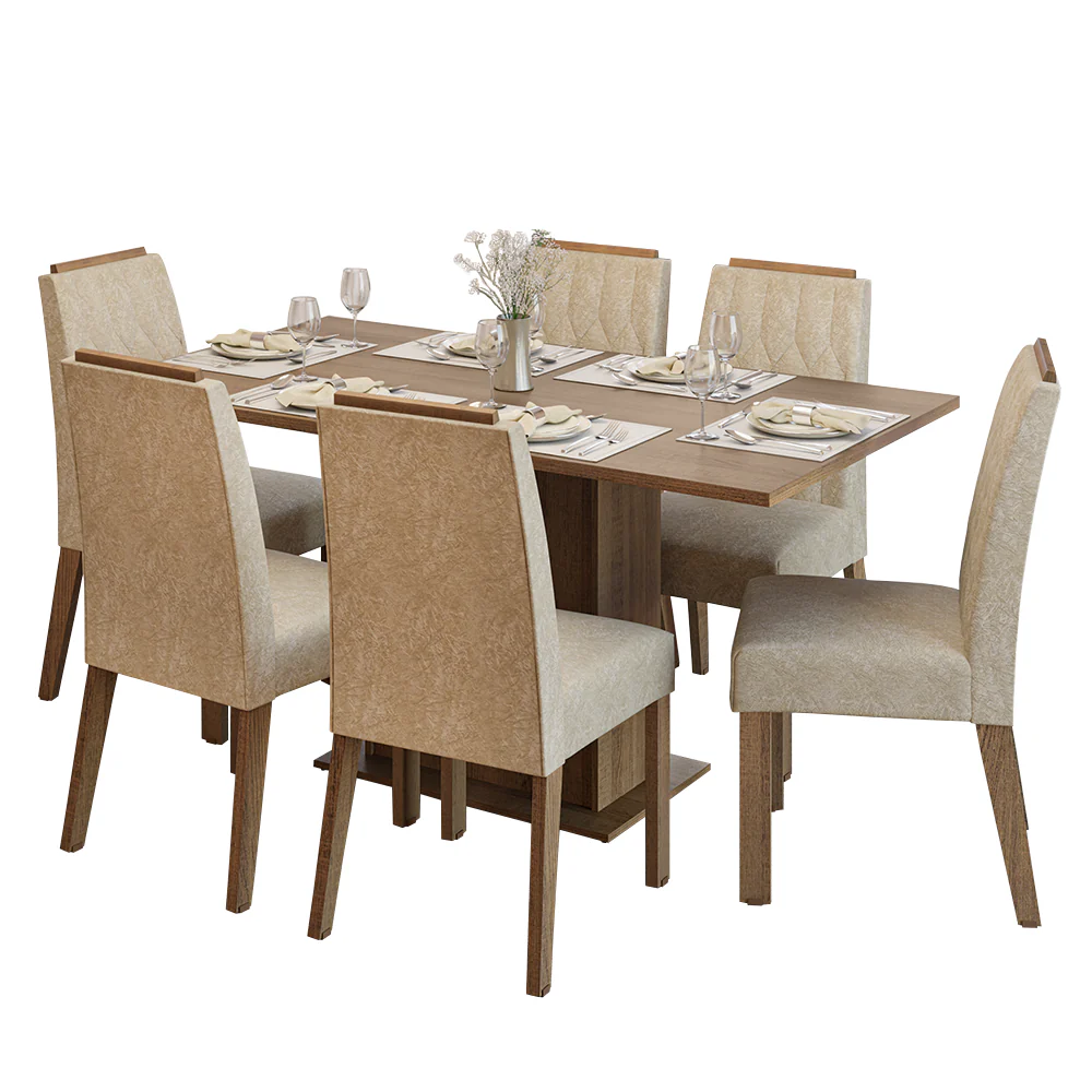 Juego de Comedor Tapa de Madera 6 Sillas Marrón/Imperial Bosque Madesa - Image 3