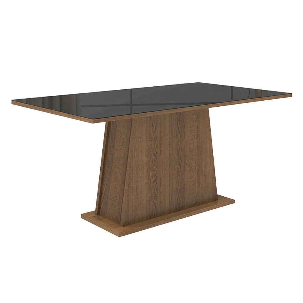 Juego de Comedor Tapa de Vidrio 6 Sillas Marrón/Negro/Oxford Peônia Madesa - Image 5