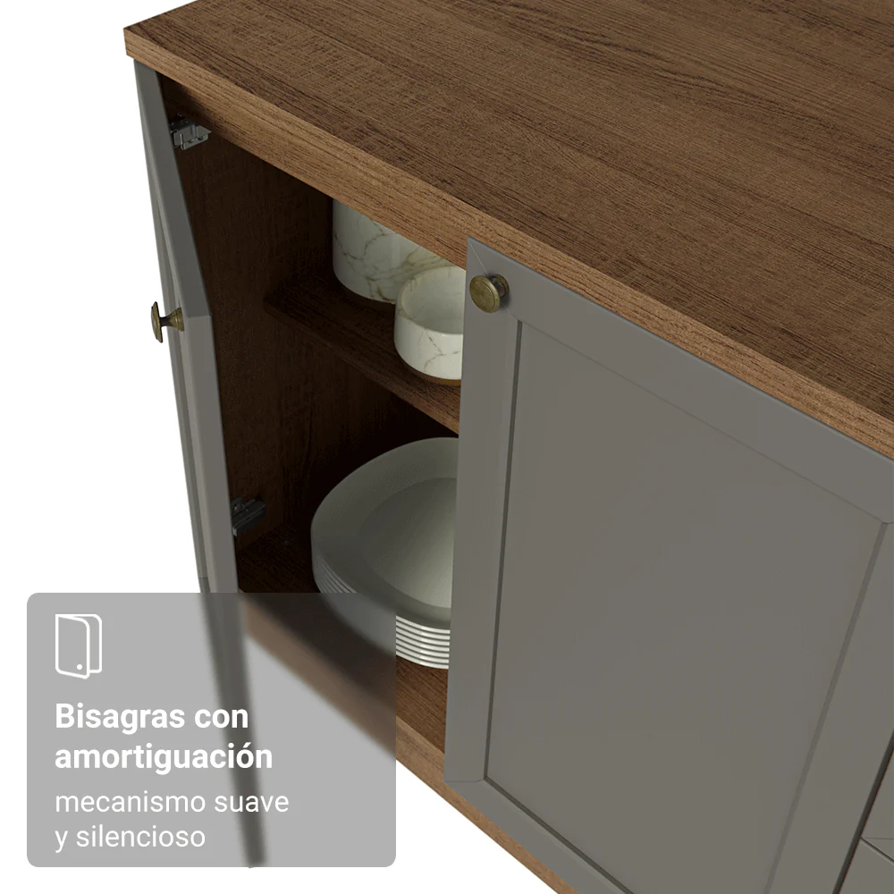 Kit 2 Bajo Mesadas con 3 Cajones 4 Puertas (Sin Mesada) Vik Marrón/Gris 01 - Image 7