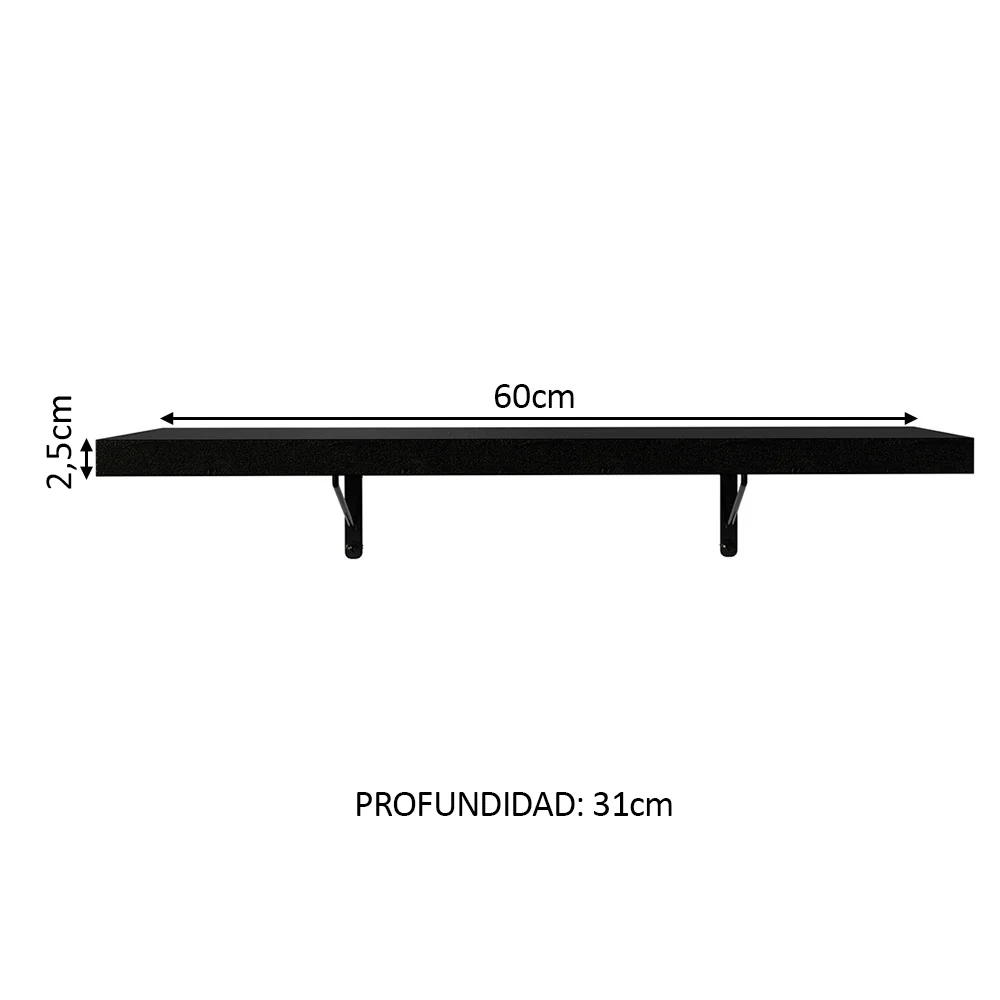 Kit 2 Estantes de Cocina Flotantes 60 cm Negro Madesa - Image 3