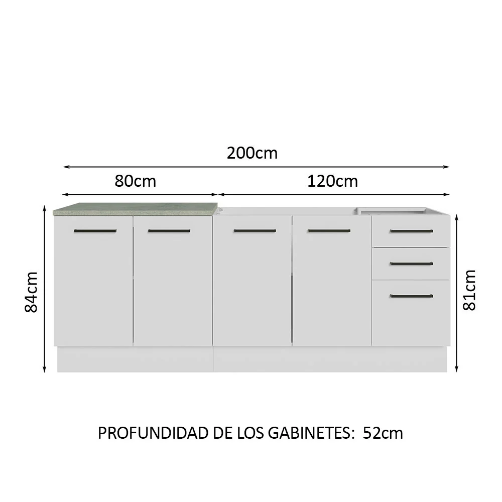 Kit 2 Bajo Mesada de Cocina Madesa Agata (Sin Tapa y Bacha de acero inoxidable) - Image 2