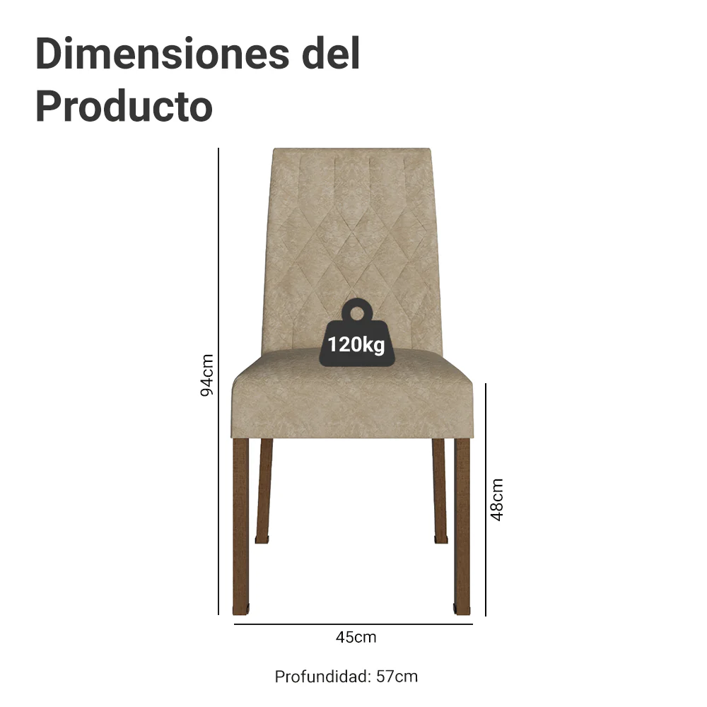 Kit 2 Sillas 4254 Madesa Marrón/Imperial - Image 3