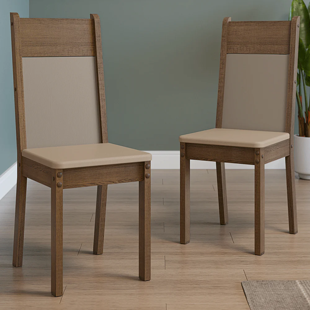 Kit 2 Sillas 4280 Marrón/Beige Sintético