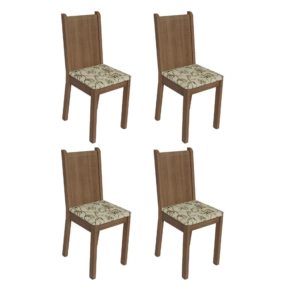 Kit 4 Sillas 4290 Marrón / Beige Lirio - Image 3