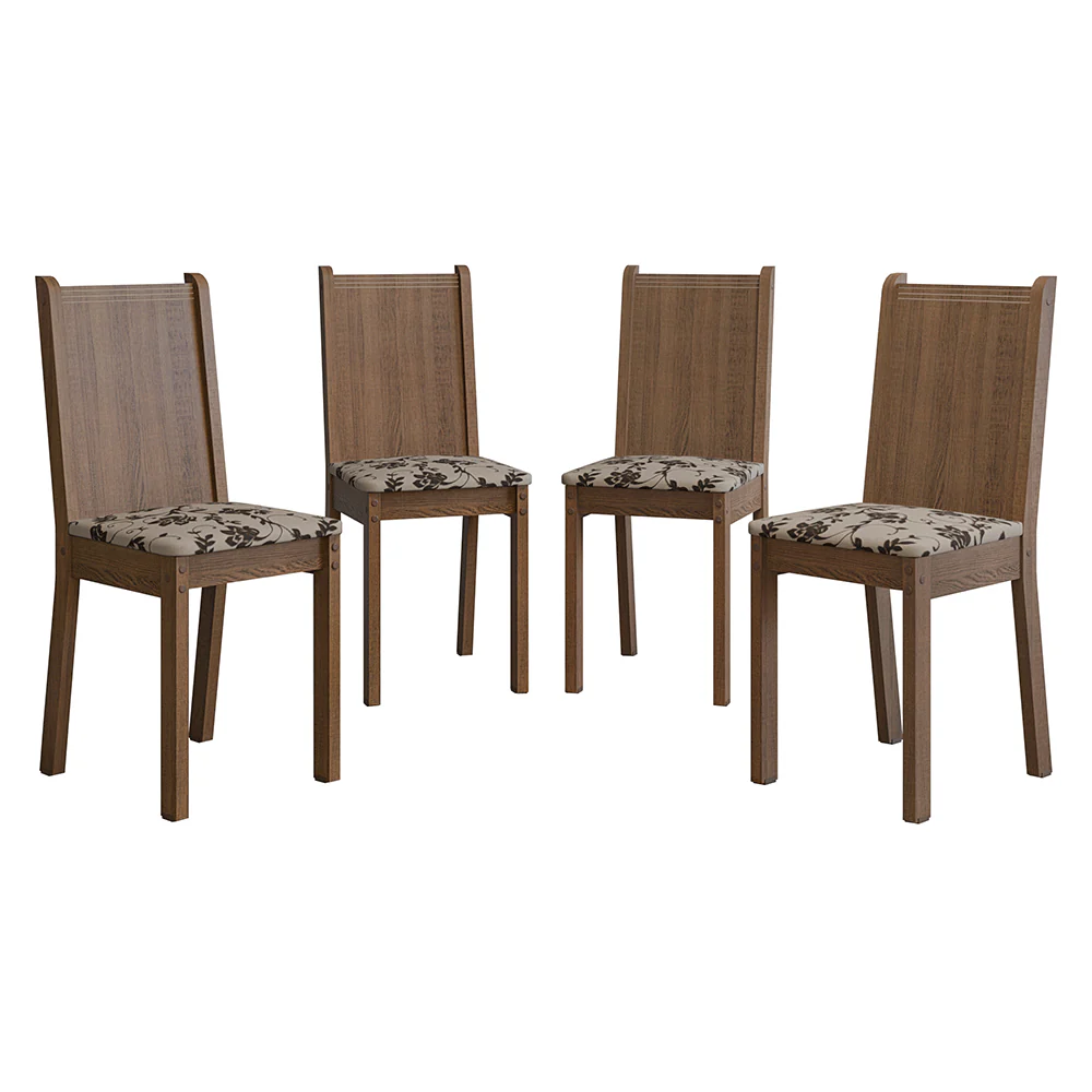 Kit 4 Sillas 4290 Marrón / Beige Marrón - Image 6