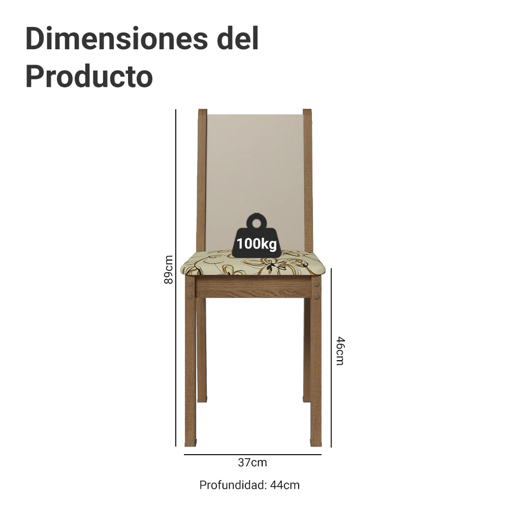 Kit 4 Sillas De Comedor 4291 Marrón/Crema/Lily Beige - Image 2