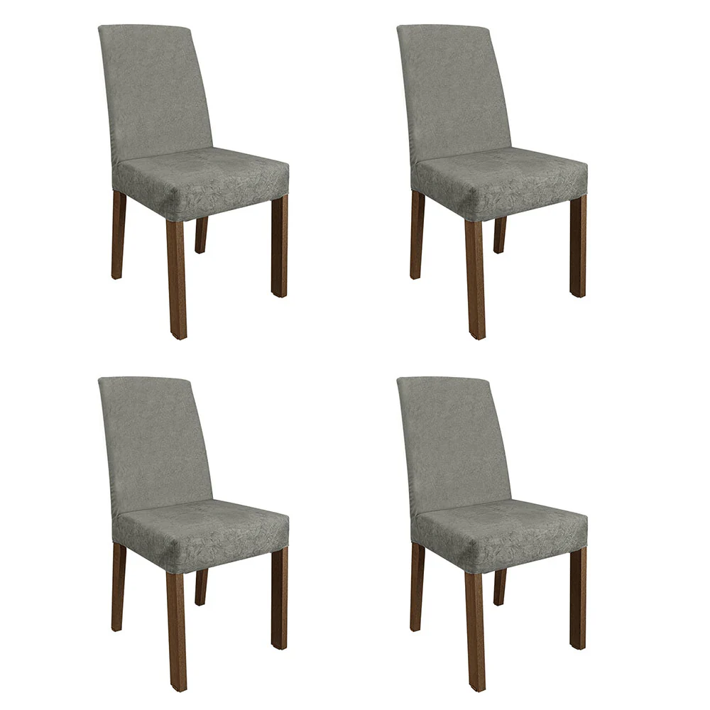 Kit 4 Sillas para Comedor 4255 Marrón/Gamuza Silver Madesa - Image 3