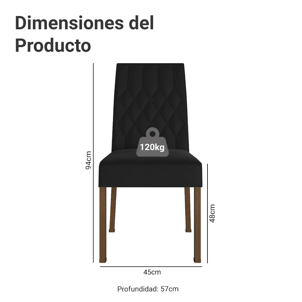 Kit 4 Sillas para Comedor 4256 Marrón/Gamuza Oxford Madesa - Image 2