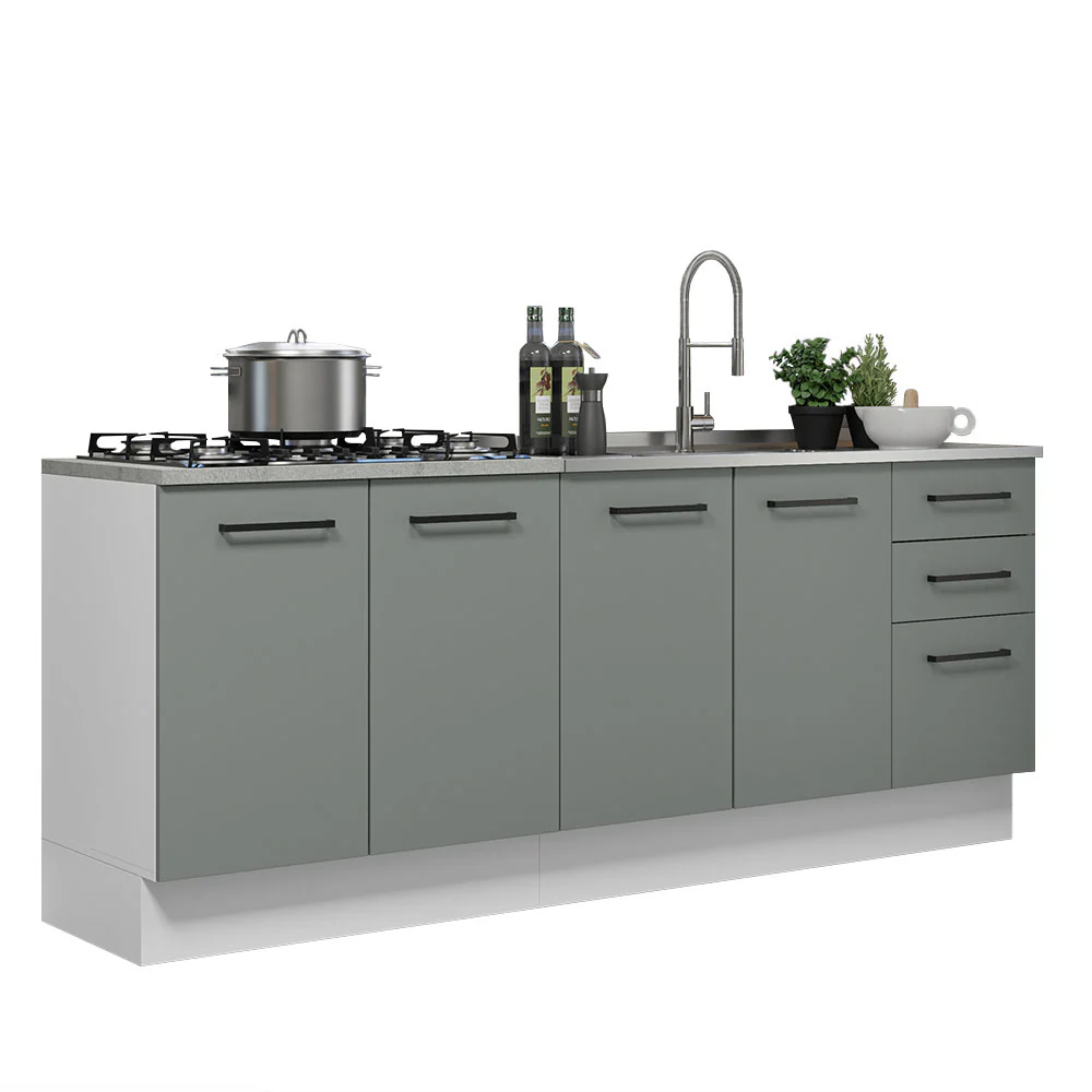 Kit 2 Bajo Mesada de Cocina 200cm Glamy Madesa BG - Image 3