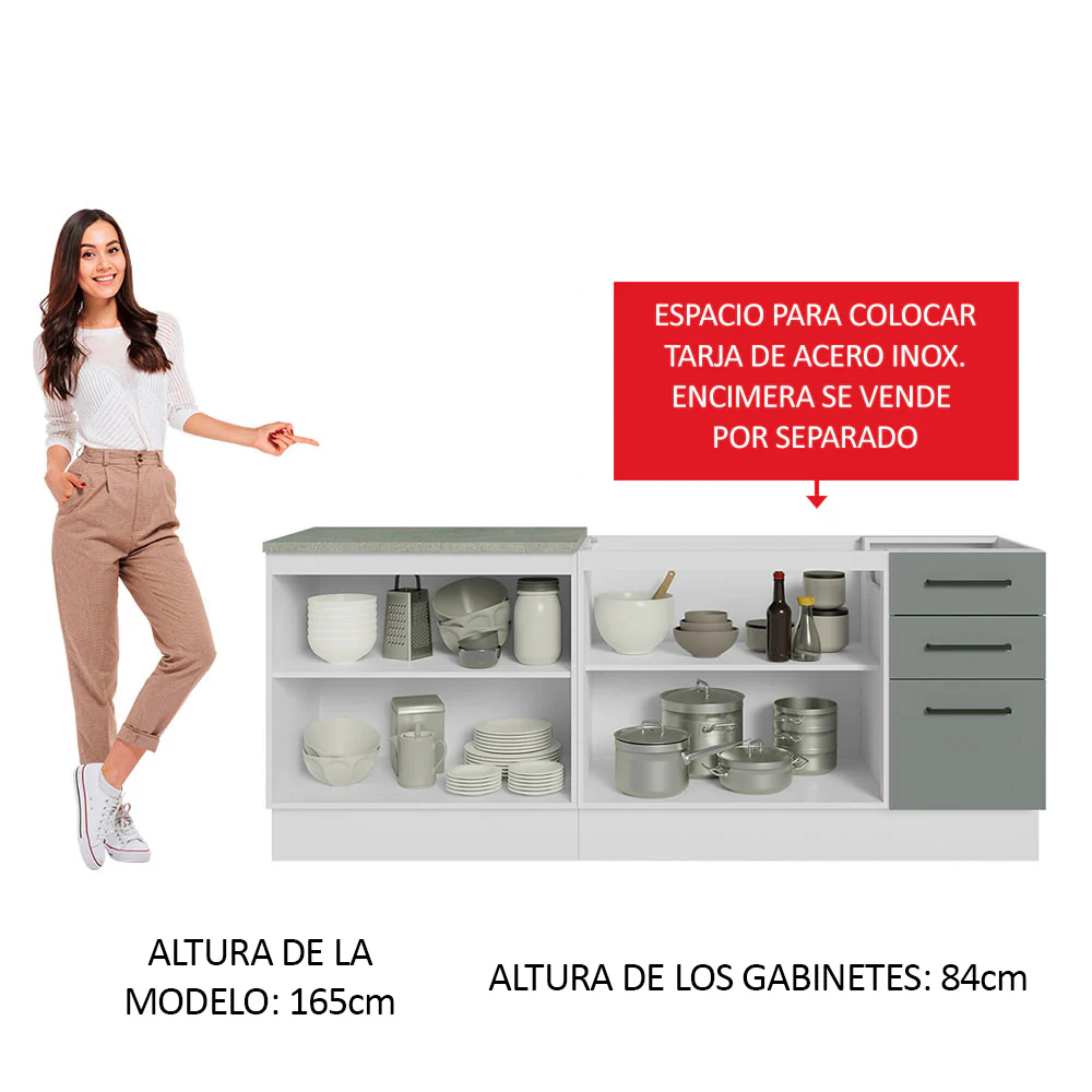 Kit 2 Bajo Mesada de Cocina 200cm Glamy Madesa BG - Image 4