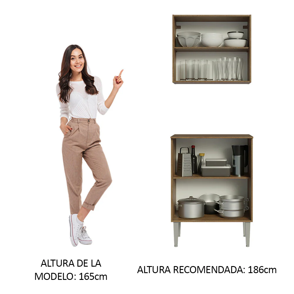 Kit Bajo Mesada con Armario 64 cm Emilly Marrón/Negro - Image 4