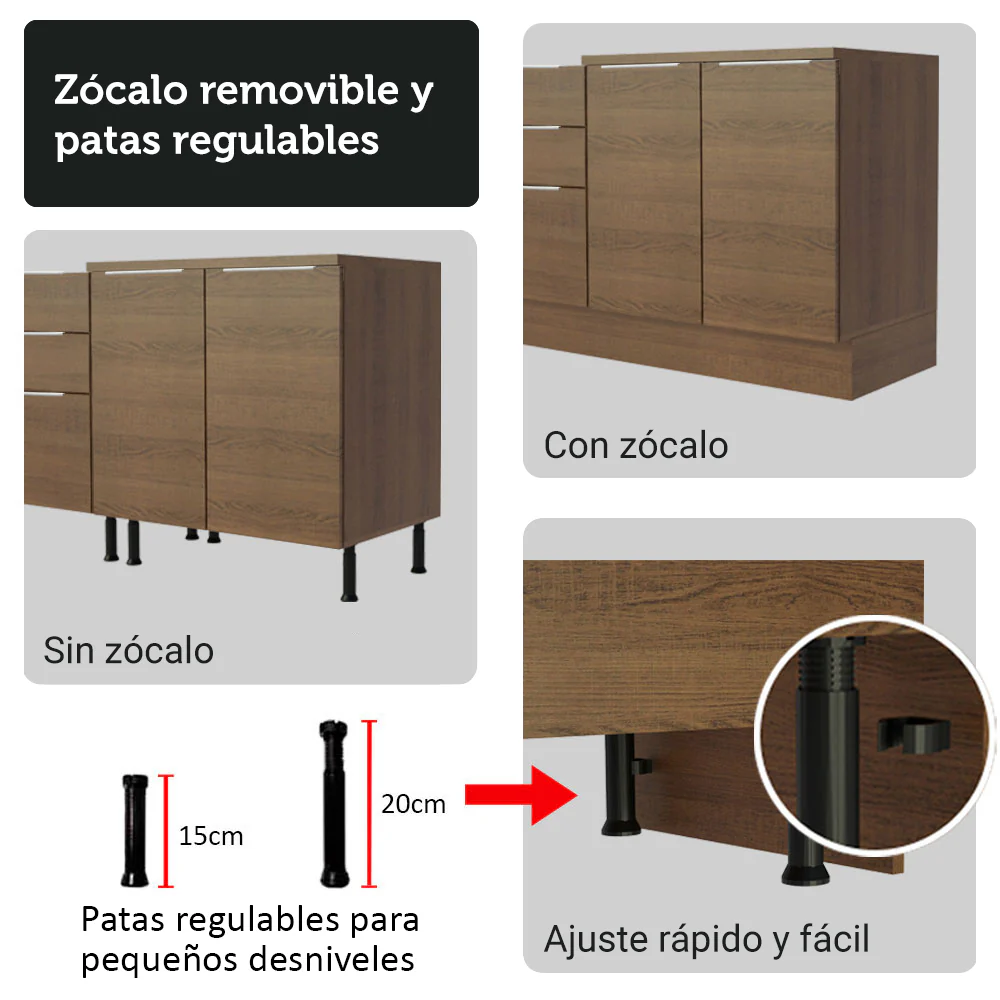 Kit Bajo Mesada con Cristalero Madesa Stella 70cm MB 01 - Image 9