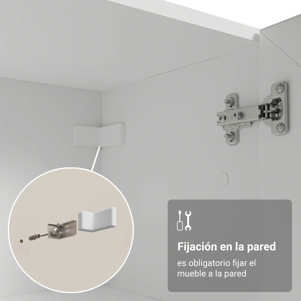 Kit Bajo Mesada + Cristalero 60 cm Smart 100% MDF Blanco - Image 6