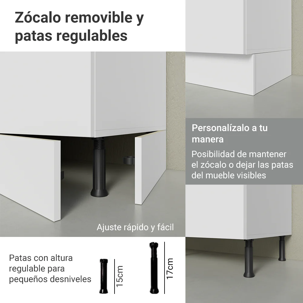 Kit Bajo Mesada + Cristalero 60 cm Smart 100% MDF Blanco - Image 7