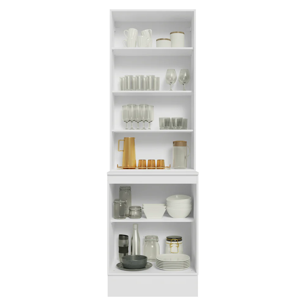 Kit Bajo Mesada + Cristalero 60 cm Smart 100% MDF Blanco/Marrón/Crema - Image 4
