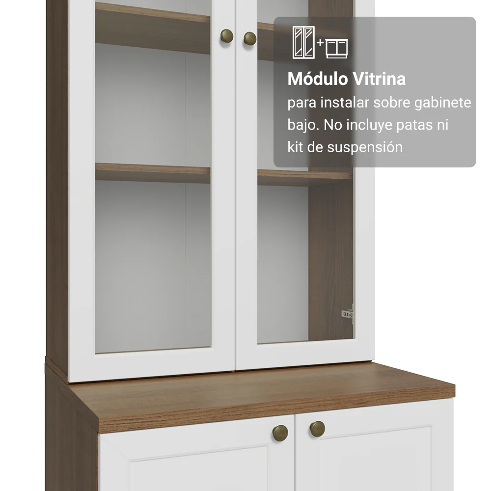 Kit Bajo Mesada + Cristalero 70 cm Vik Marrón/Blanco 02 - Image 7