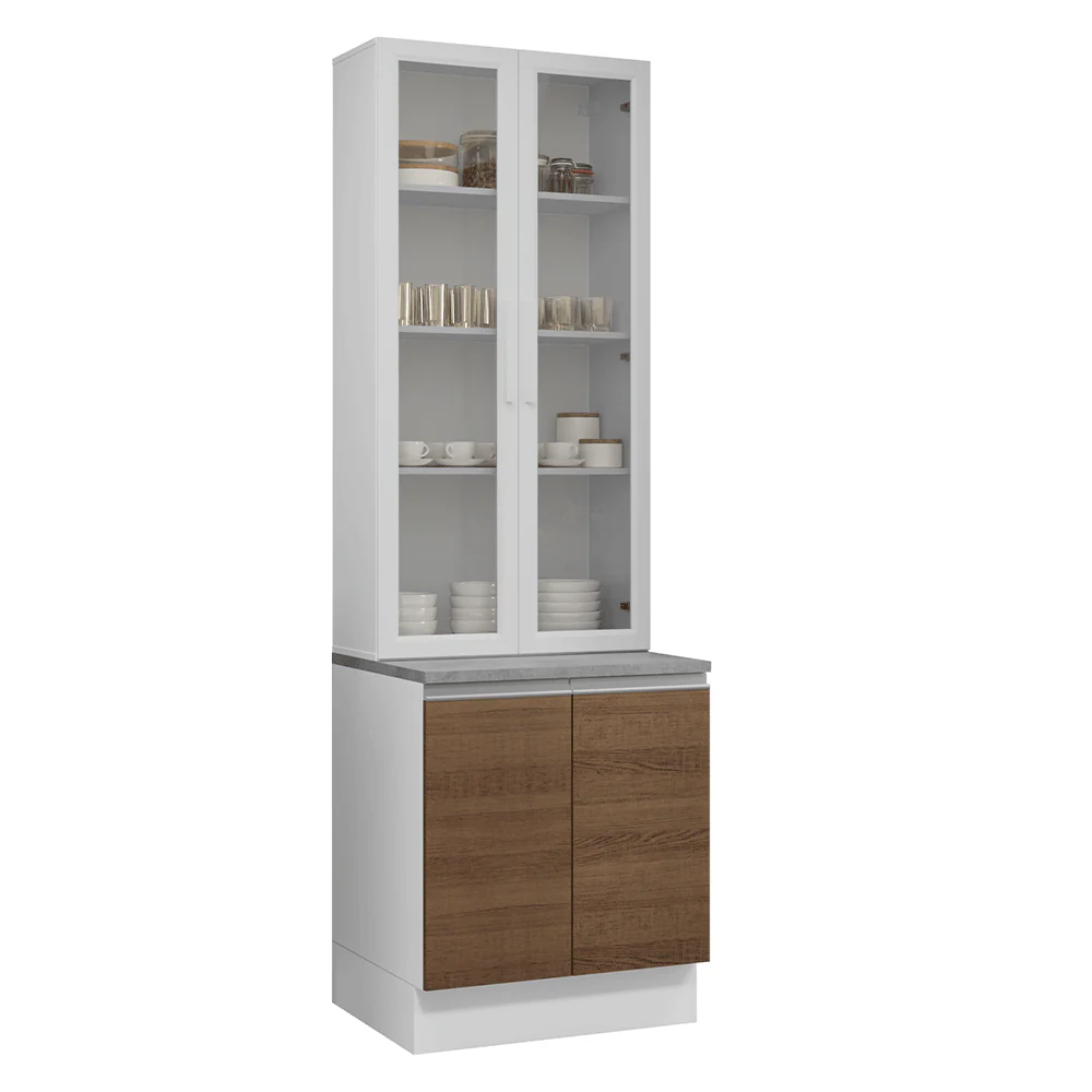 Kit Bajo Mesada + Cristalero 70cm Blanco/Marrón Glamy Madesa 02 - Image 3