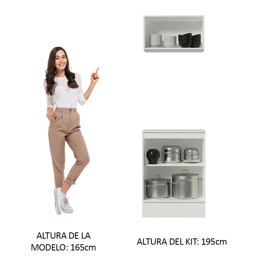 Kit Cocina 60 cm 100% MDF 2 Puertas 1 Abatible Blanco Smart Madesa - Image 4