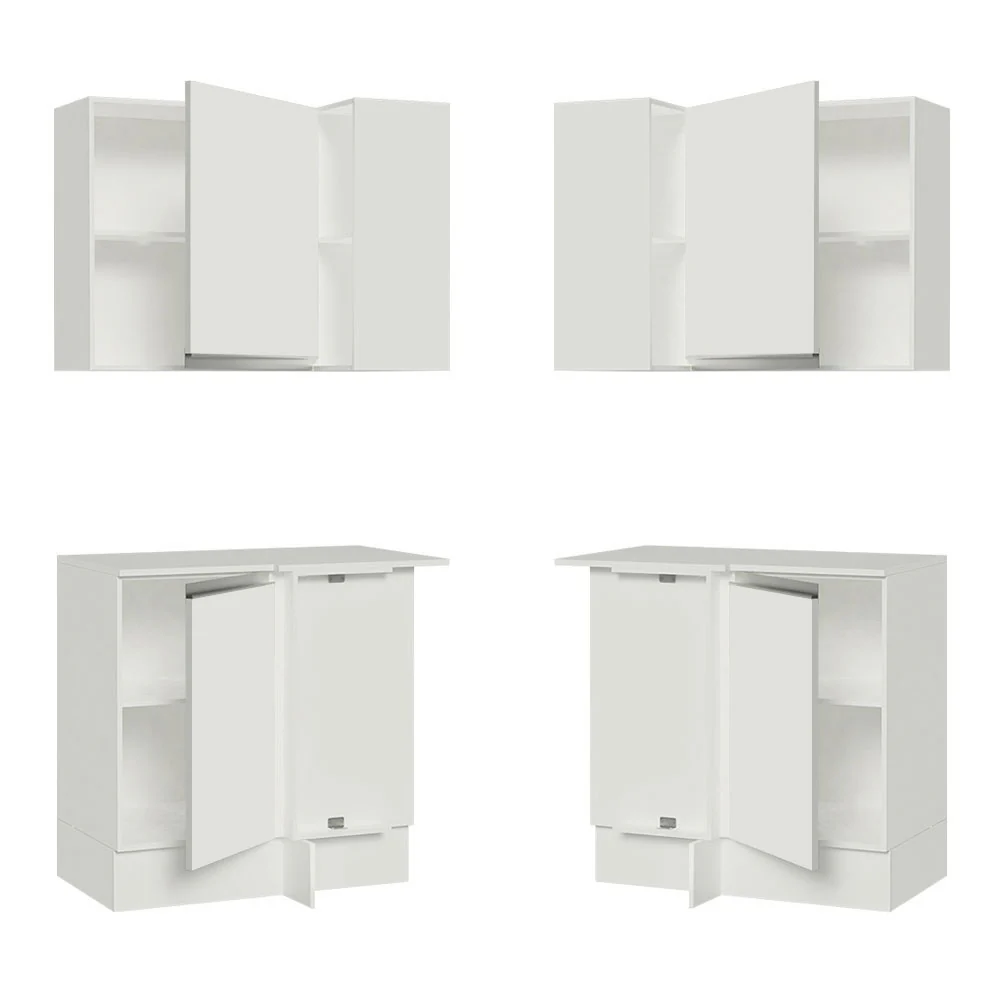 Kit Cocina Esquinera 100% MDF 2 Puertas y Nicho Blanco Smart Madesa - Image 8