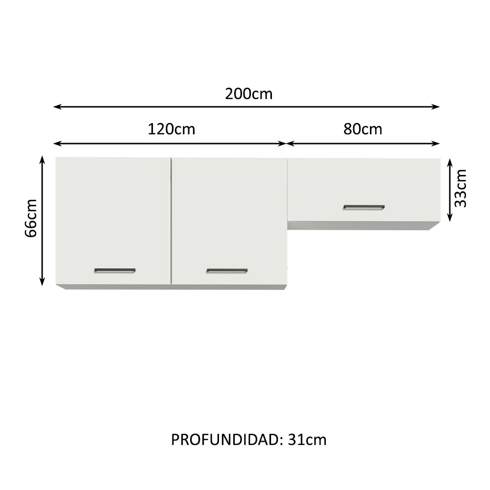 Kit con 2 Gabinetes superiores 3 Puertas Blanco Agata - Image 2