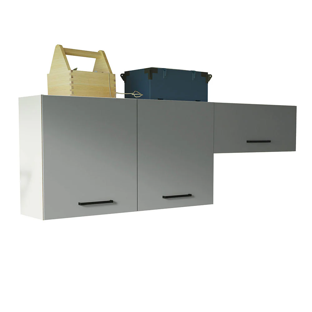 Kit con 2 Gabinetes Superiores 3 Puertas Blanco/Gris Agata - Image 3