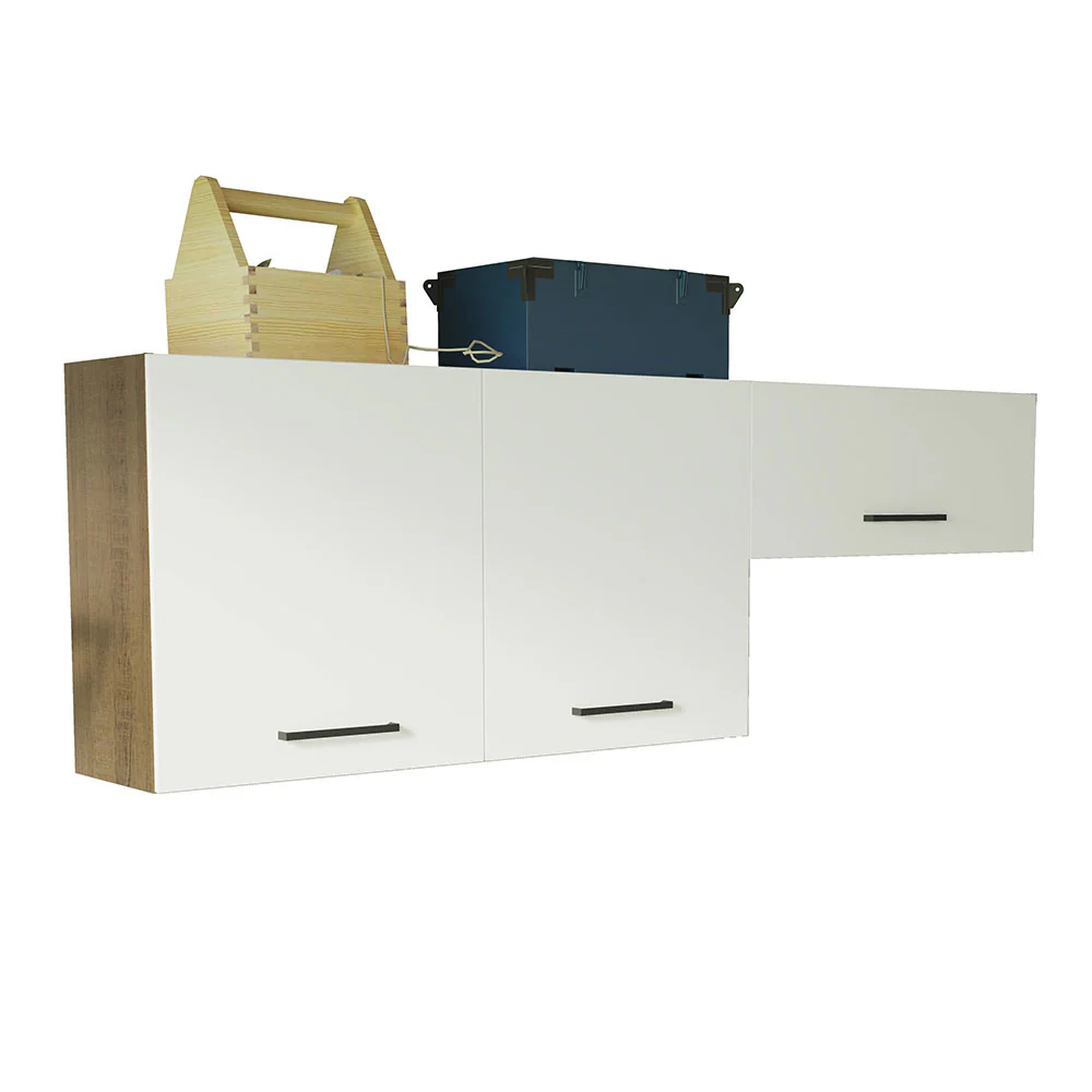 Kit con 2 Gabinetes superiores 3 Puertas Marrón/Blanco Agata - Image 3