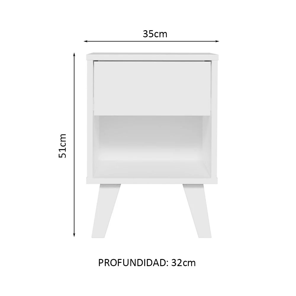 Kit con 2 Mesas de Luz 1 Cajón 3235 Madesa - Blanco - Image 2